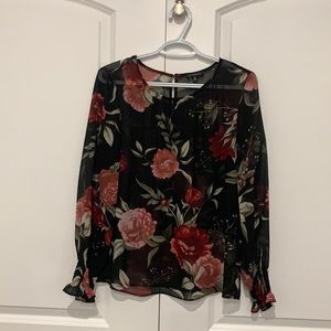 *3 for $21* Like new Dynamite black floral blouse
